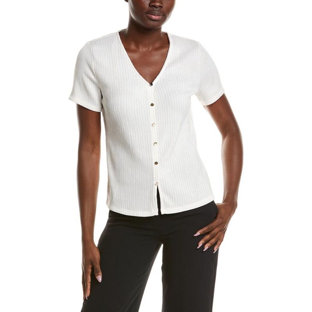 Anne Klein Womens Crinkle Top, White